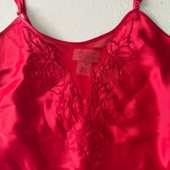 Vintage Linda for La Senza Lingerie Red Lace Floral Frilly Bodysuit Intimates - Picture 2 of 8